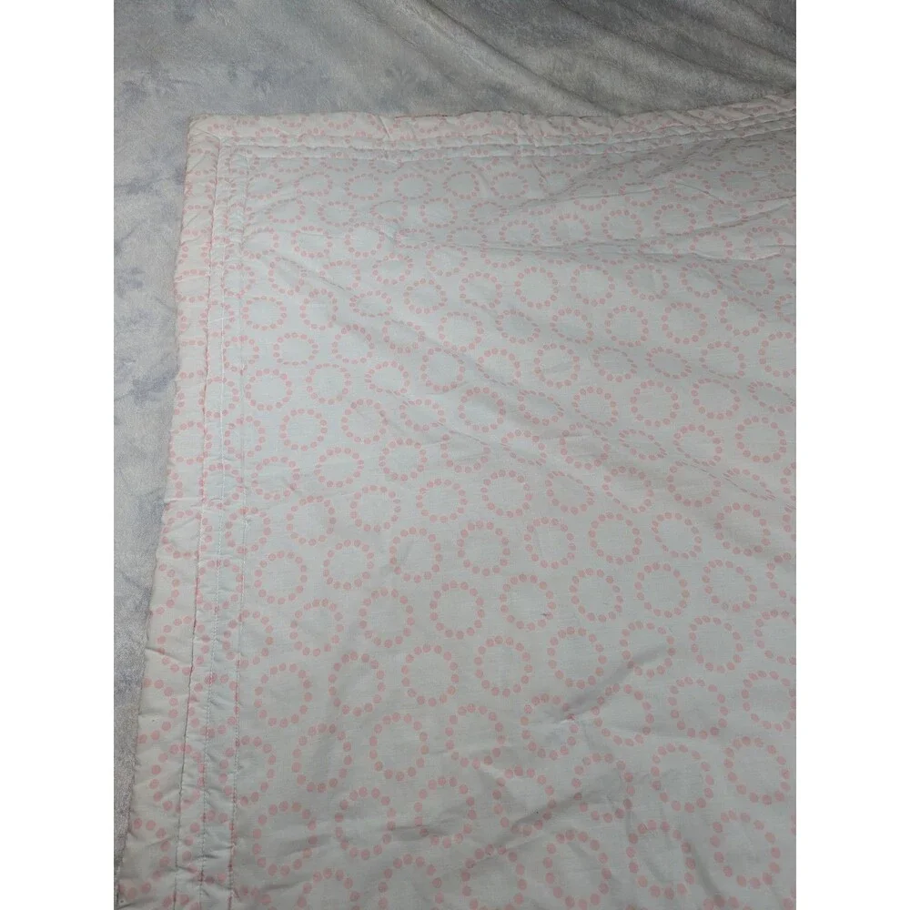 Optima Baby Quilt Poly cotton  35 X 43 Elephants Hearts Birds Blanket Pink gray